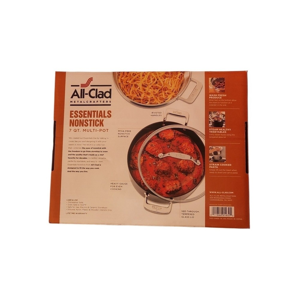 All-Clad Essentials Nonstick 7 Qt. Multi-Pot in Orange